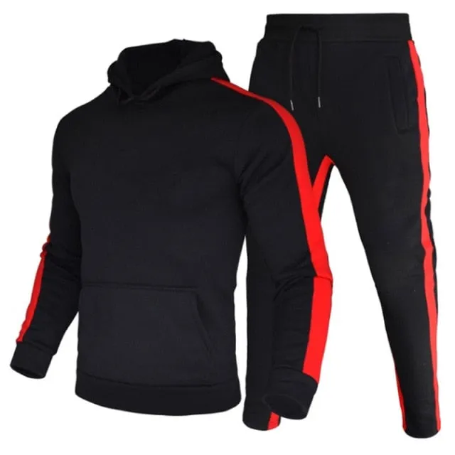 Autumn Winter Jogging Suits for Men Striped Hoodie Pants Casual Tracksuit Male Sportswear Gym Casual Clothing Sweat Suit