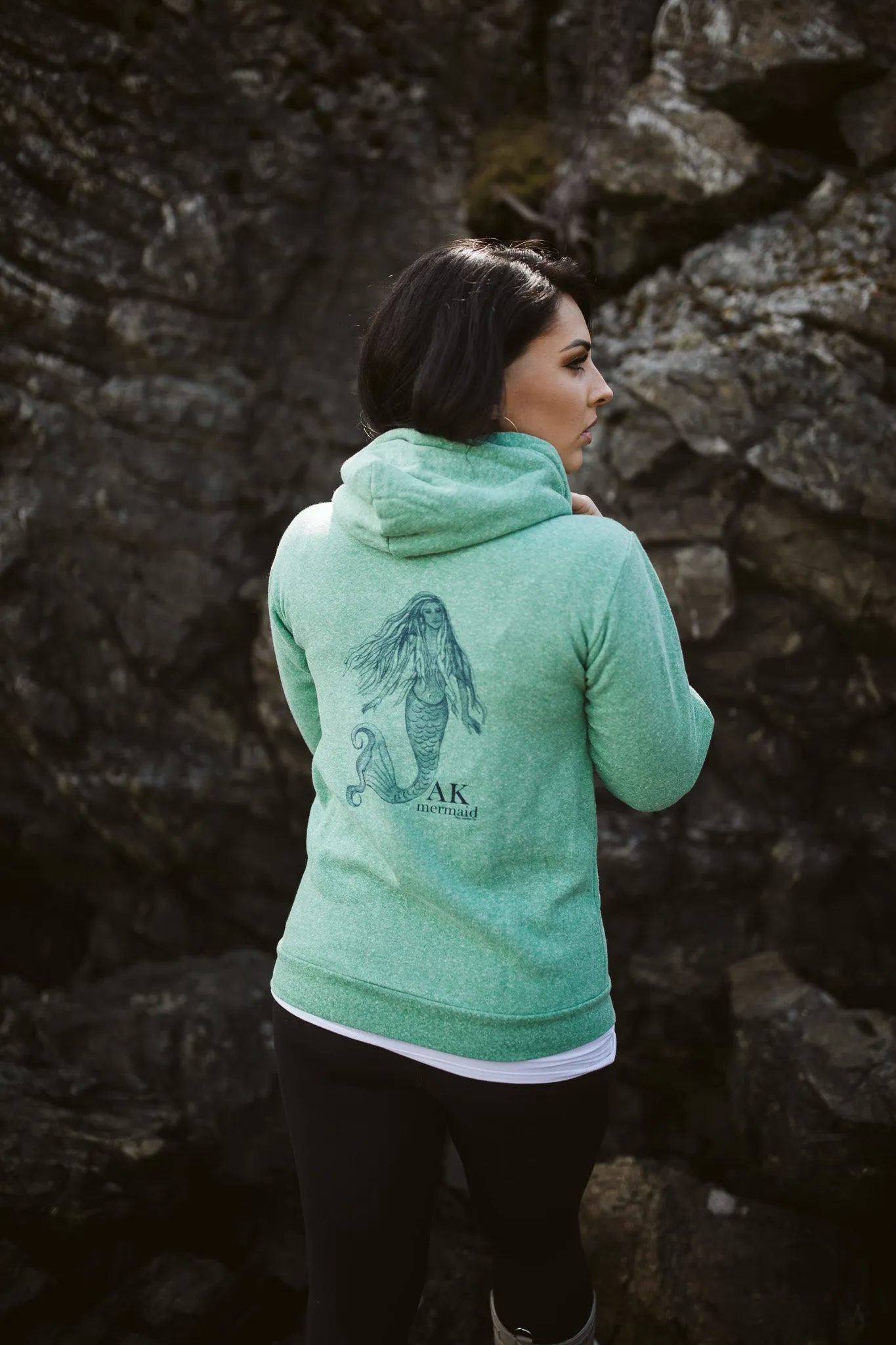 Beach Grass AK Mermaid with ALASKA Sleeve Triblend Zipped Hoody $69.00