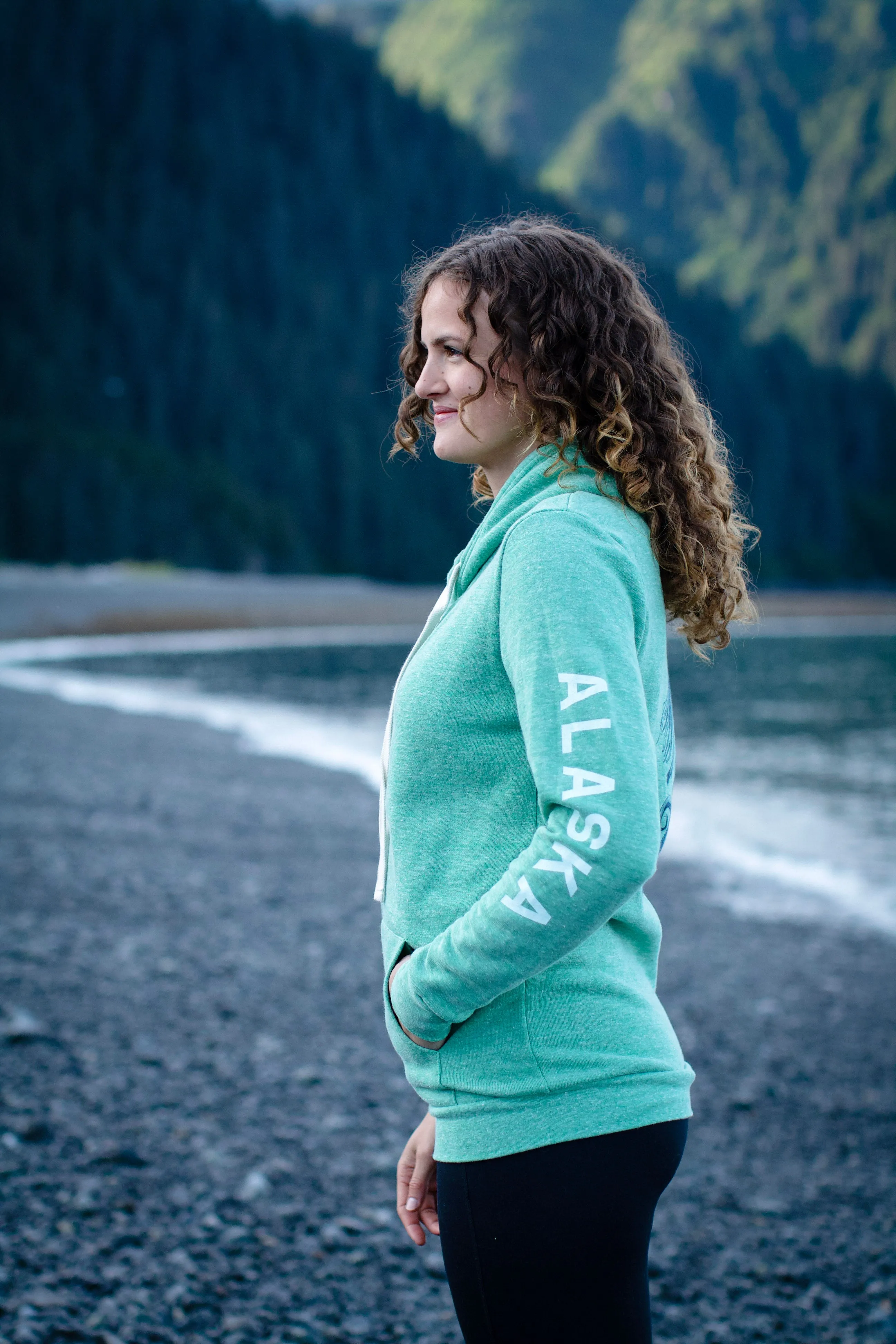 Beach Grass AK Mermaid with ALASKA Sleeve Triblend Zipped Hoody $69.00