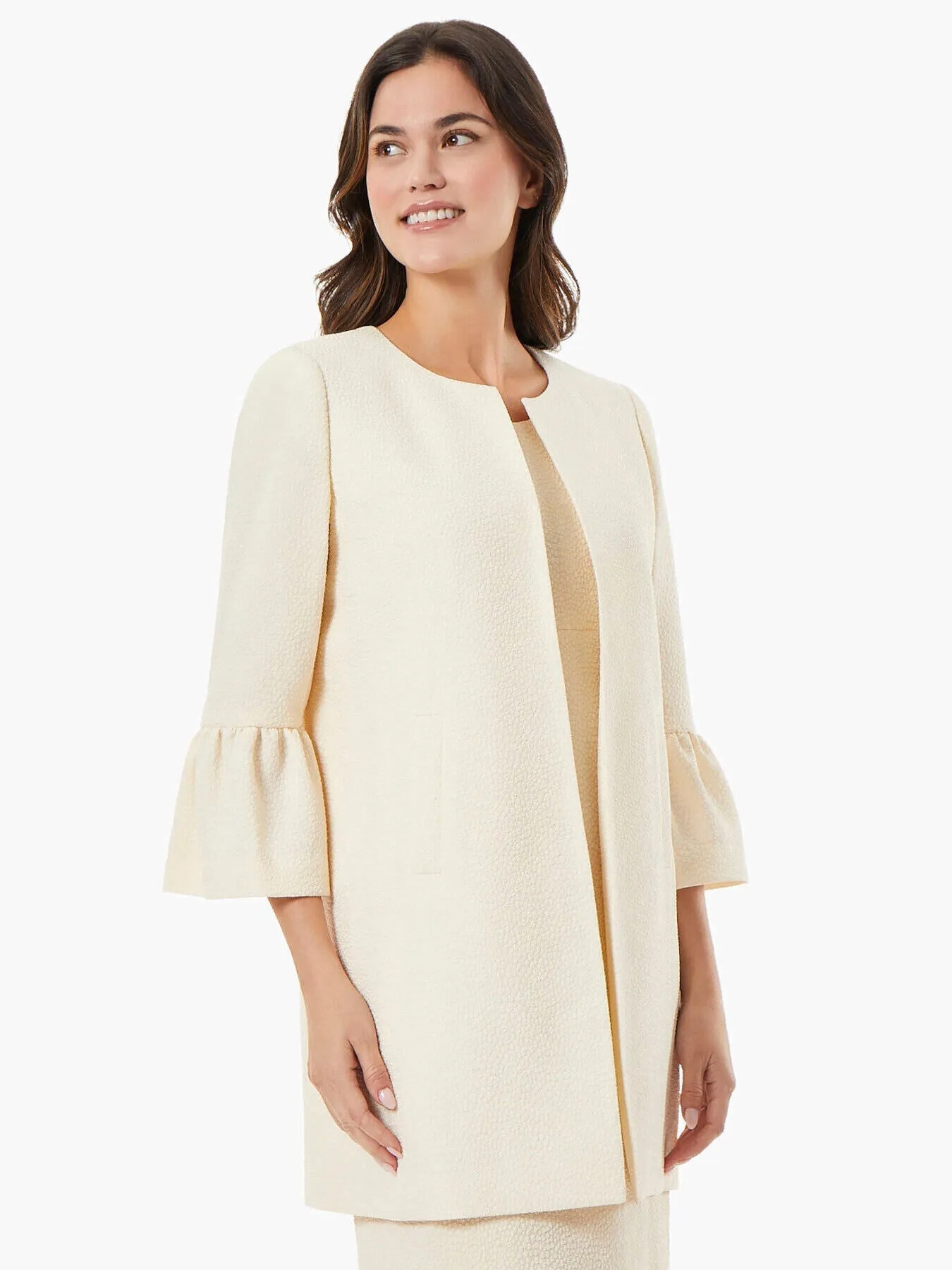 Bell Sleeve Textured Jacquard Duster