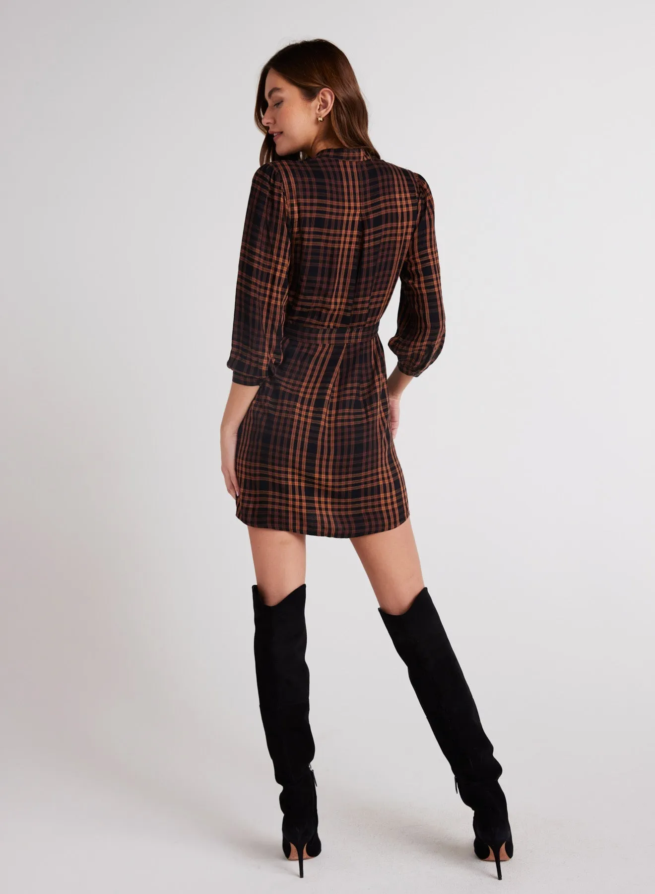 Belted Shirt Dress - Autumn Ember Plaid