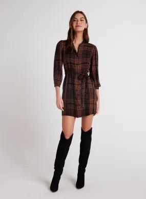 Belted Shirt Dress - Autumn Ember Plaid