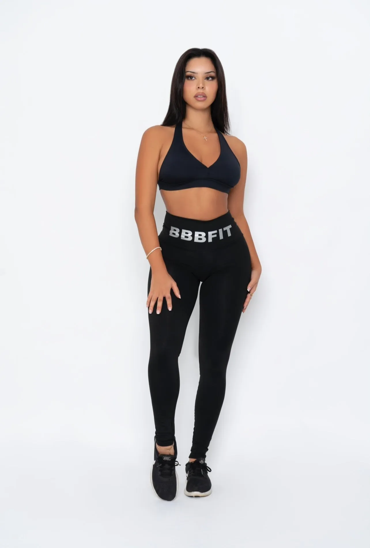 Black Big Font Leggings (Thick Supplex)