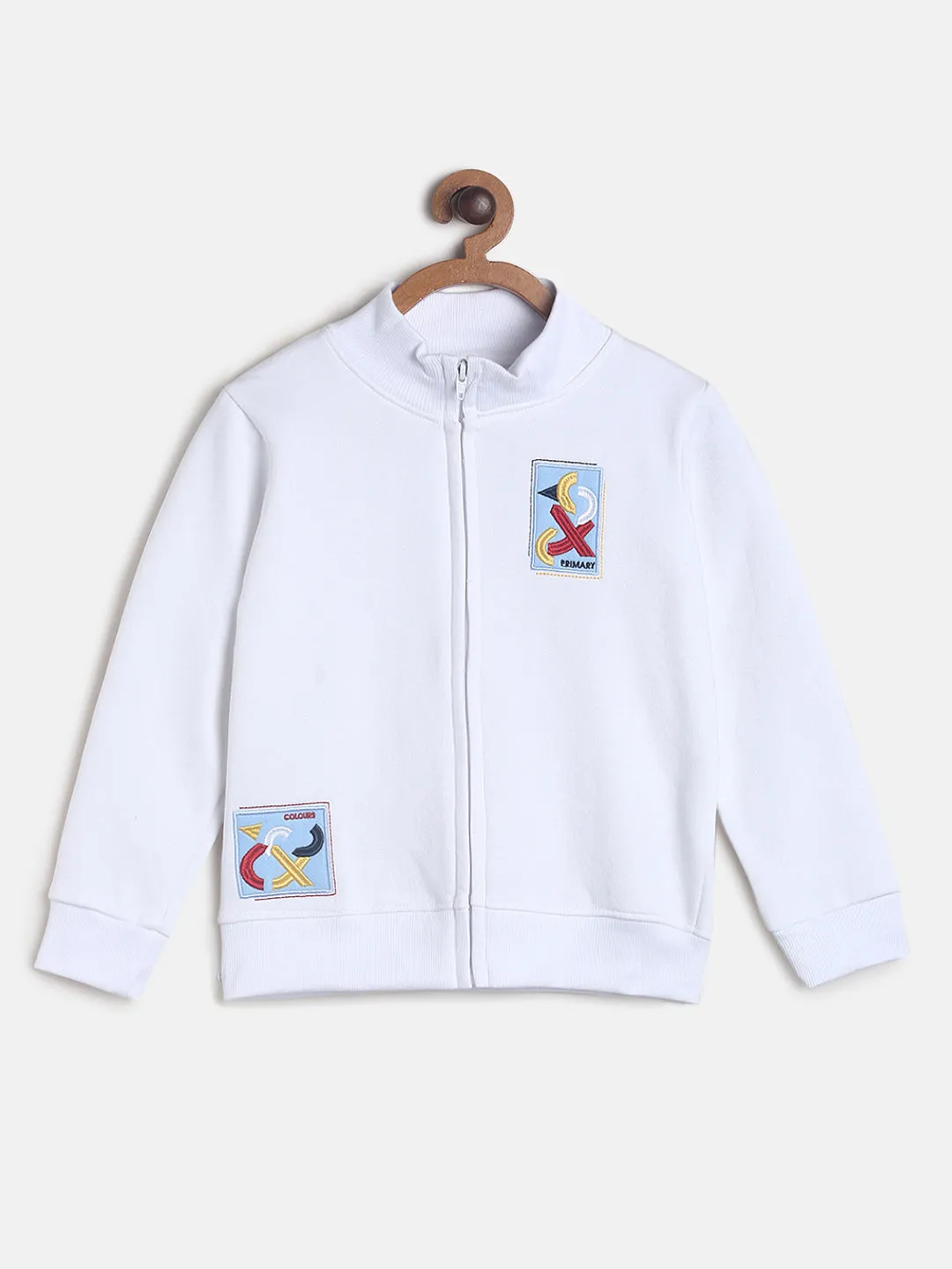 Boys White Patch Print Sweatshirt