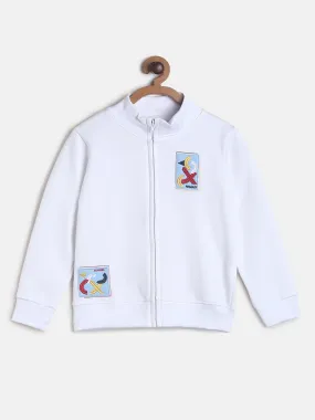 Boys White Patch Print Sweatshirt