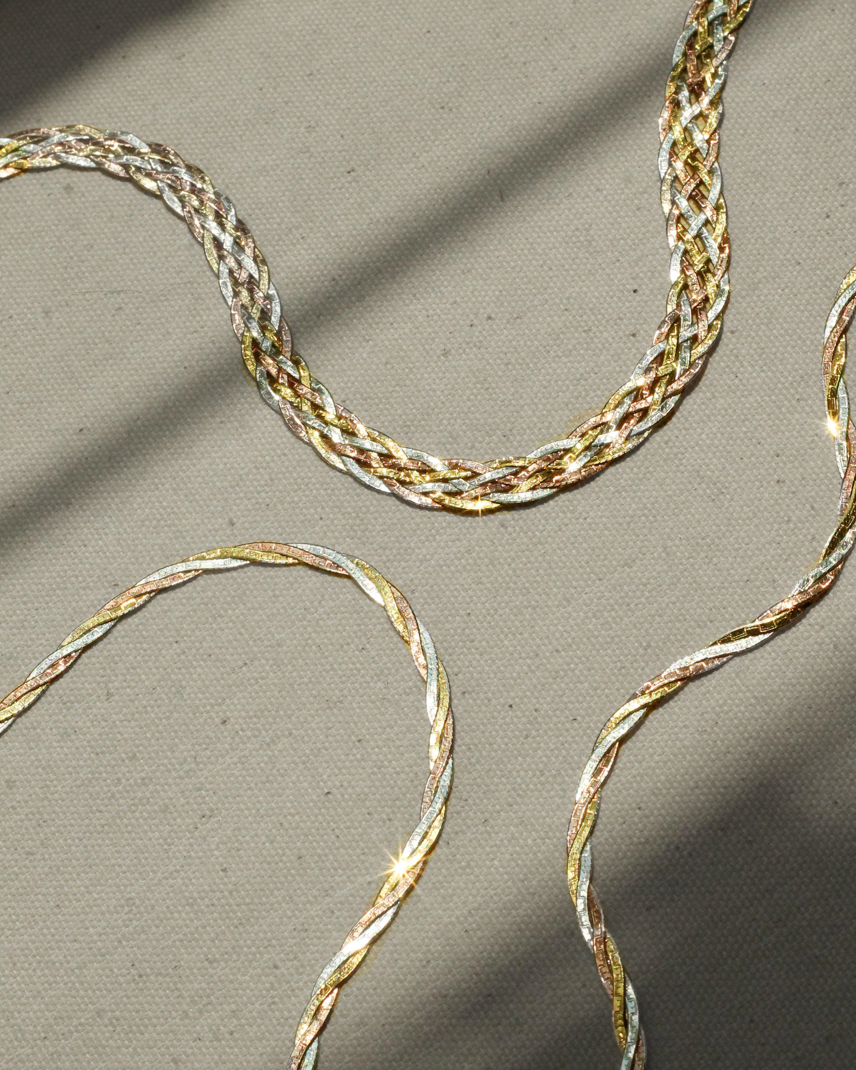 Braided Tricolor Herringbone Thick Chain