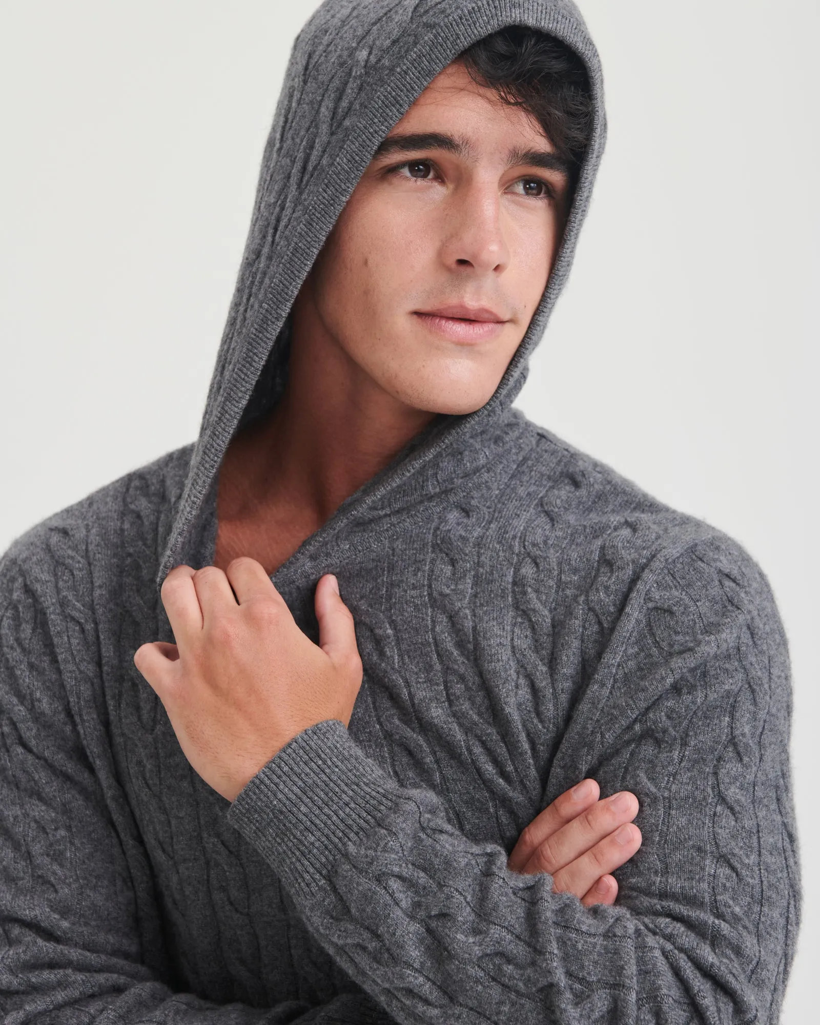 Cashmere Cable Knit Hoodie