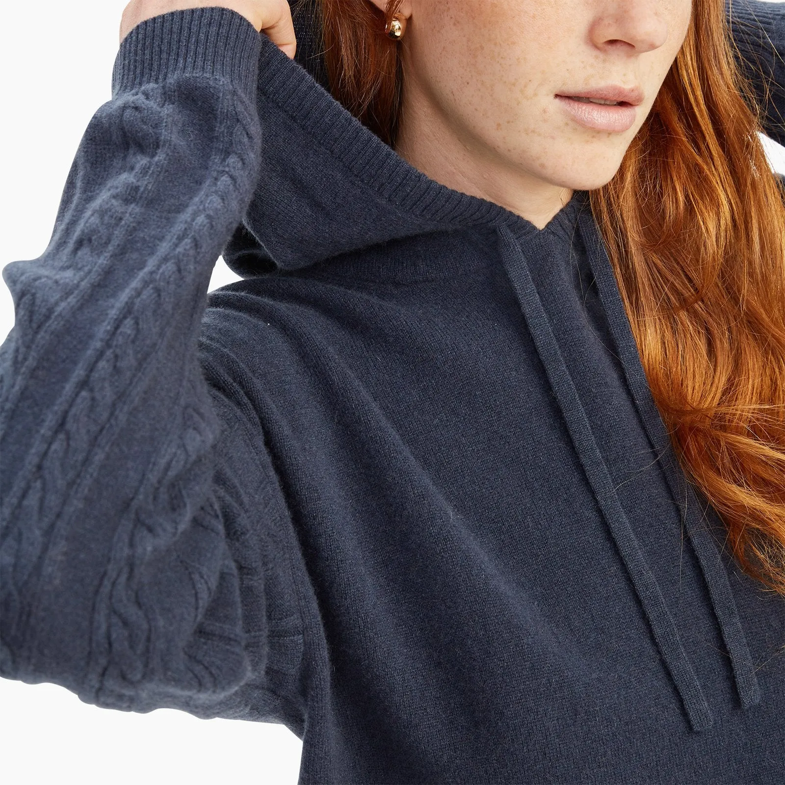 Cashmere Cable Sleeve Hoodie