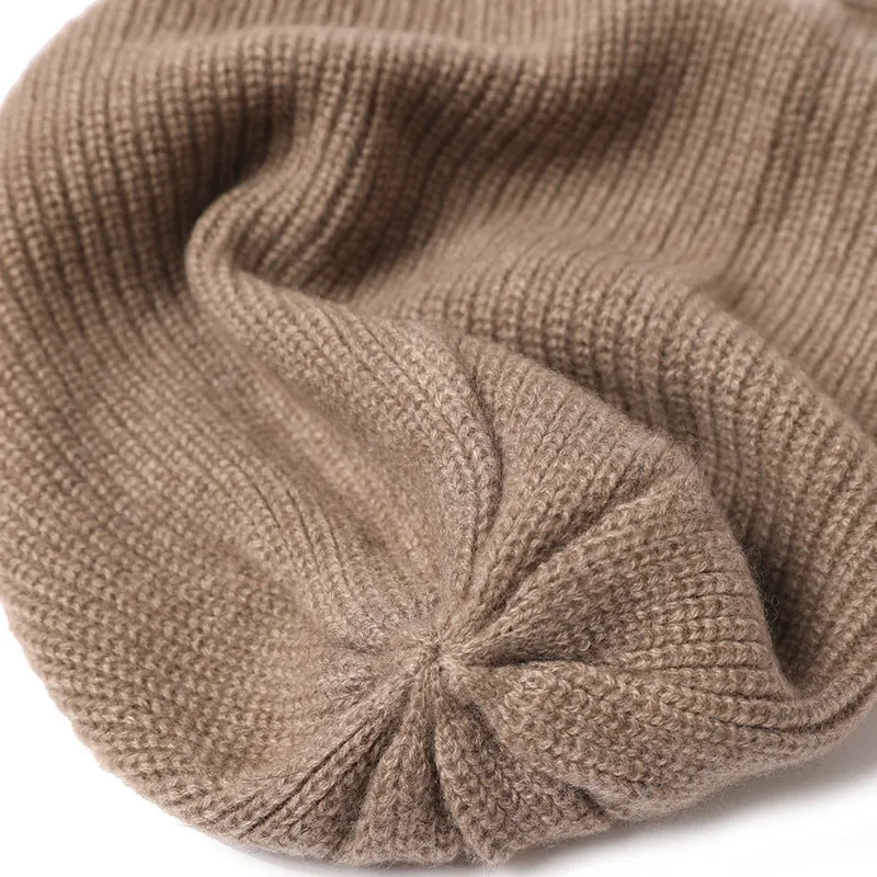 Cashmere Fine Rib Beanie Courmayeur Camel