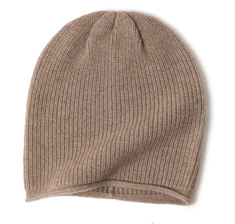 Cashmere Fine Rib Beanie Courmayeur Camel