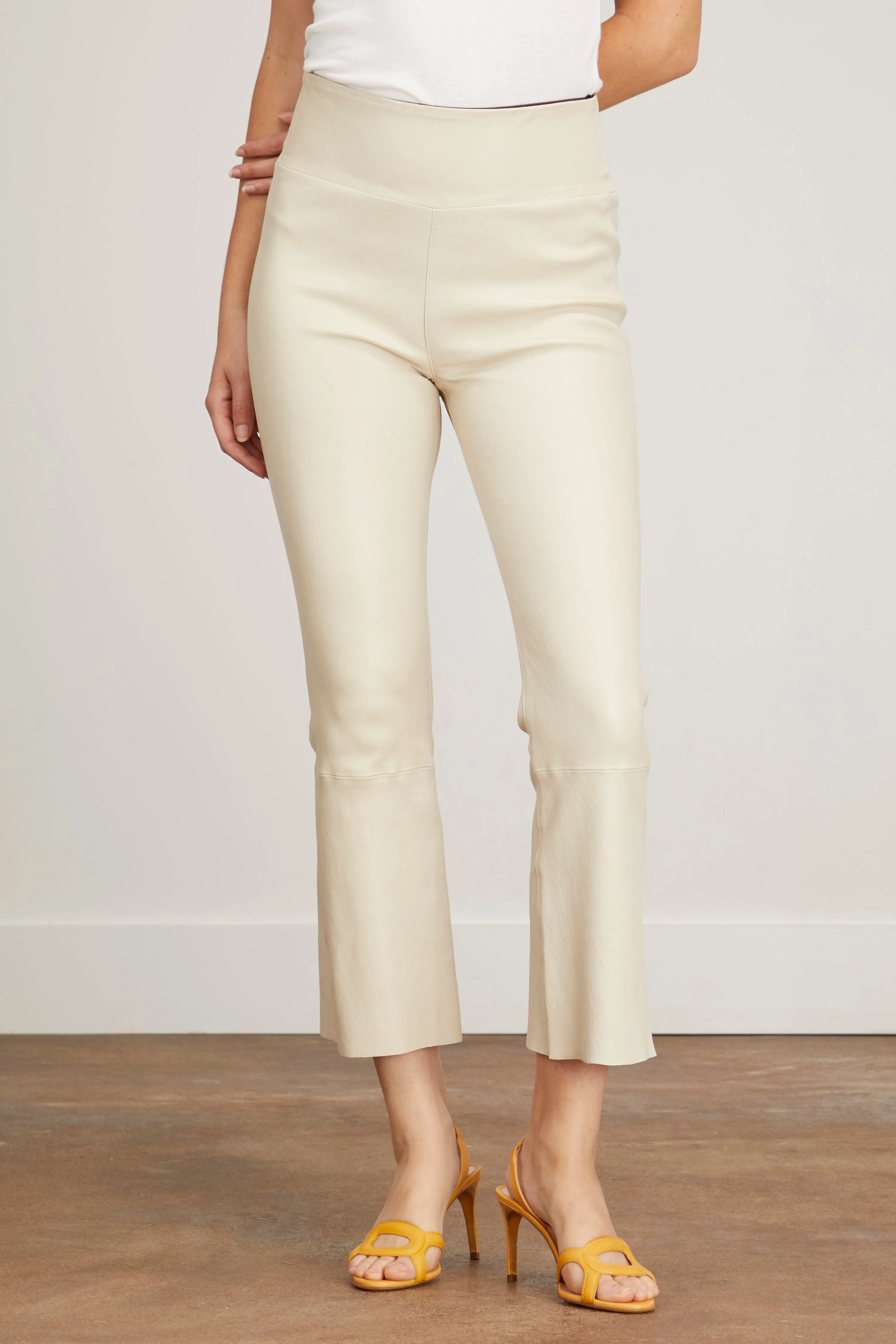 Crop Flare Legging in Off White