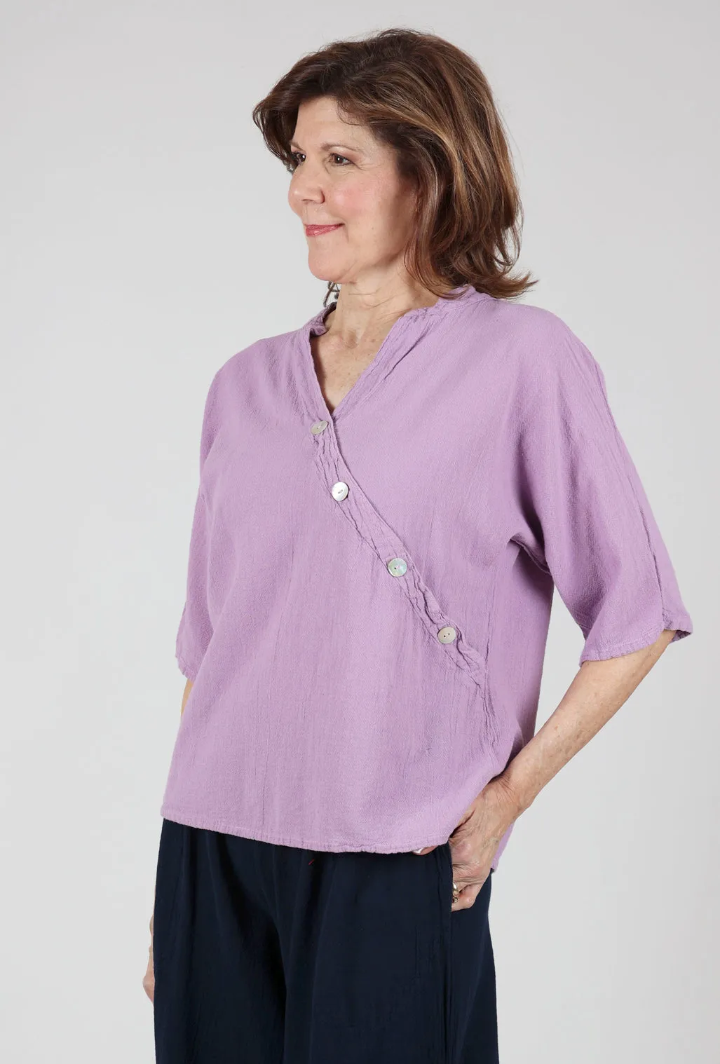 Diagonal Button Detail Top, Orchid