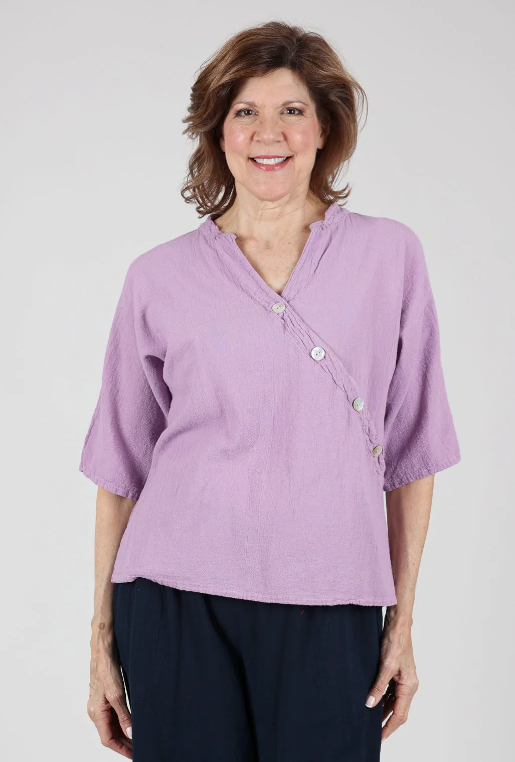 Diagonal Button Detail Top, Orchid