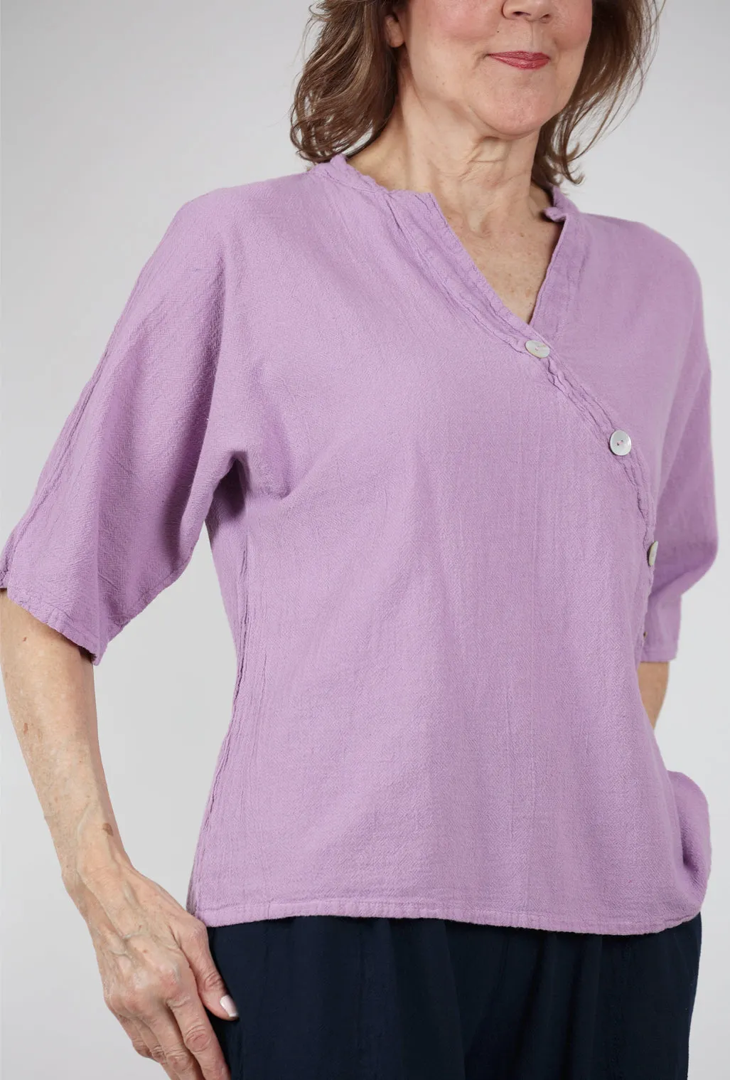 Diagonal Button Detail Top, Orchid