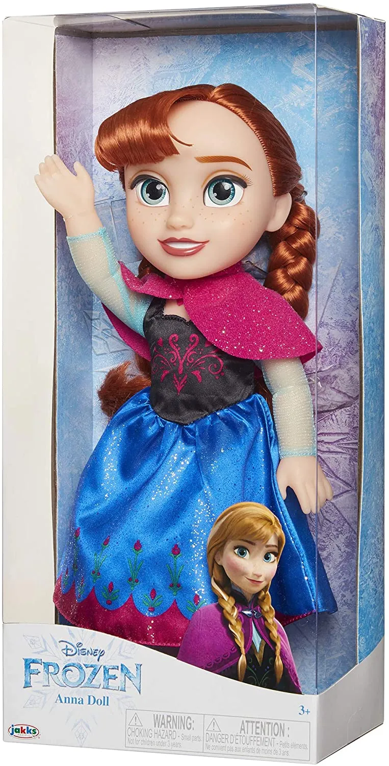 Disney Frozen Anna Toddler Doll with Movie Inspired Blue & Pink Outfit, Shoes & Braided Hair Style - Approximately 14" Tall