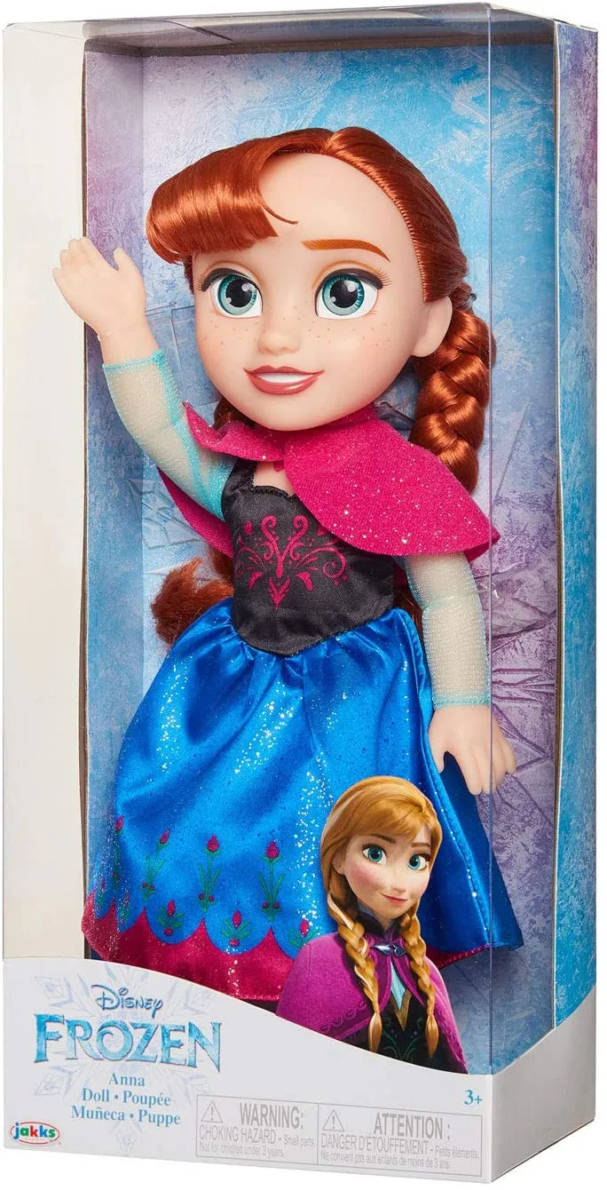 Disney Frozen Anna Toddler Doll with Movie Inspired Blue & Pink Outfit, Shoes & Braided Hair Style - Approximately 14" Tall