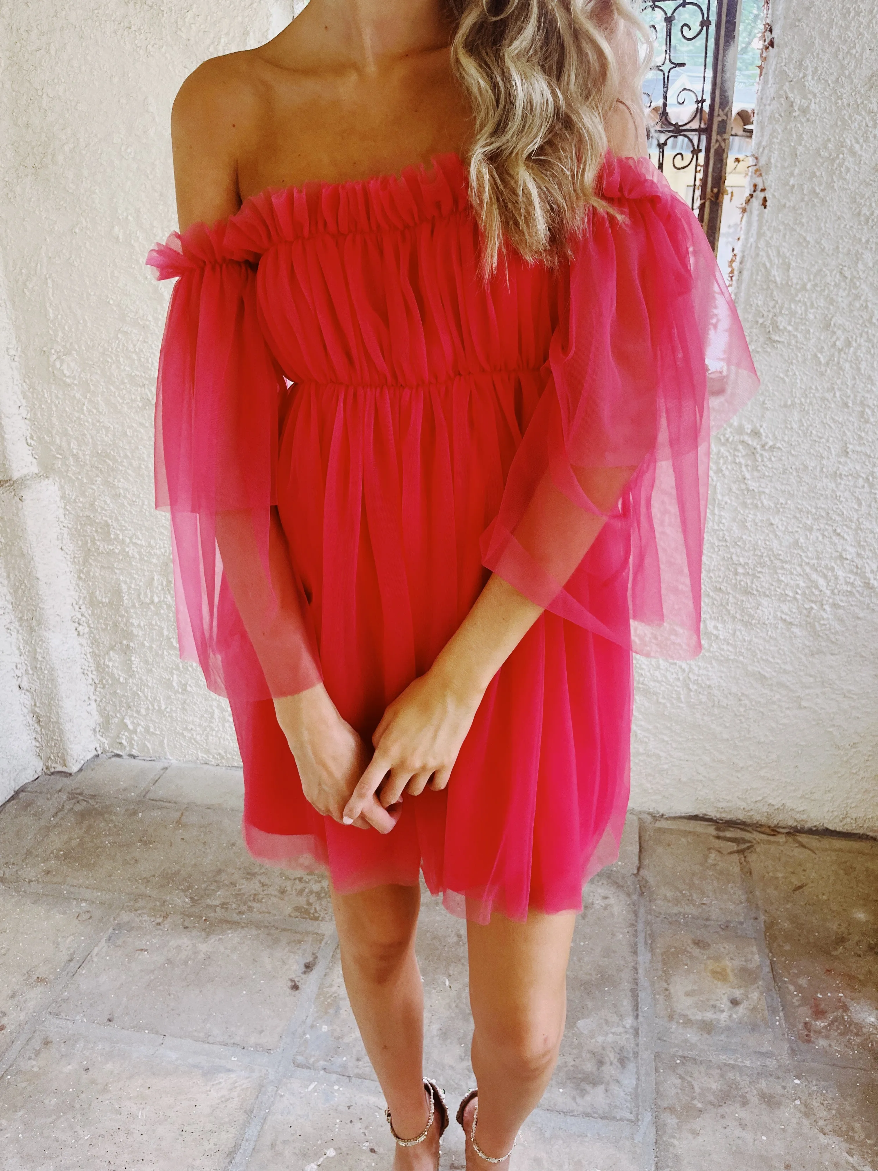 Explore Places Tulle Dress - Coral