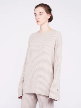 Get Set Oversized Ribbed Cashmere Sweater - Sand