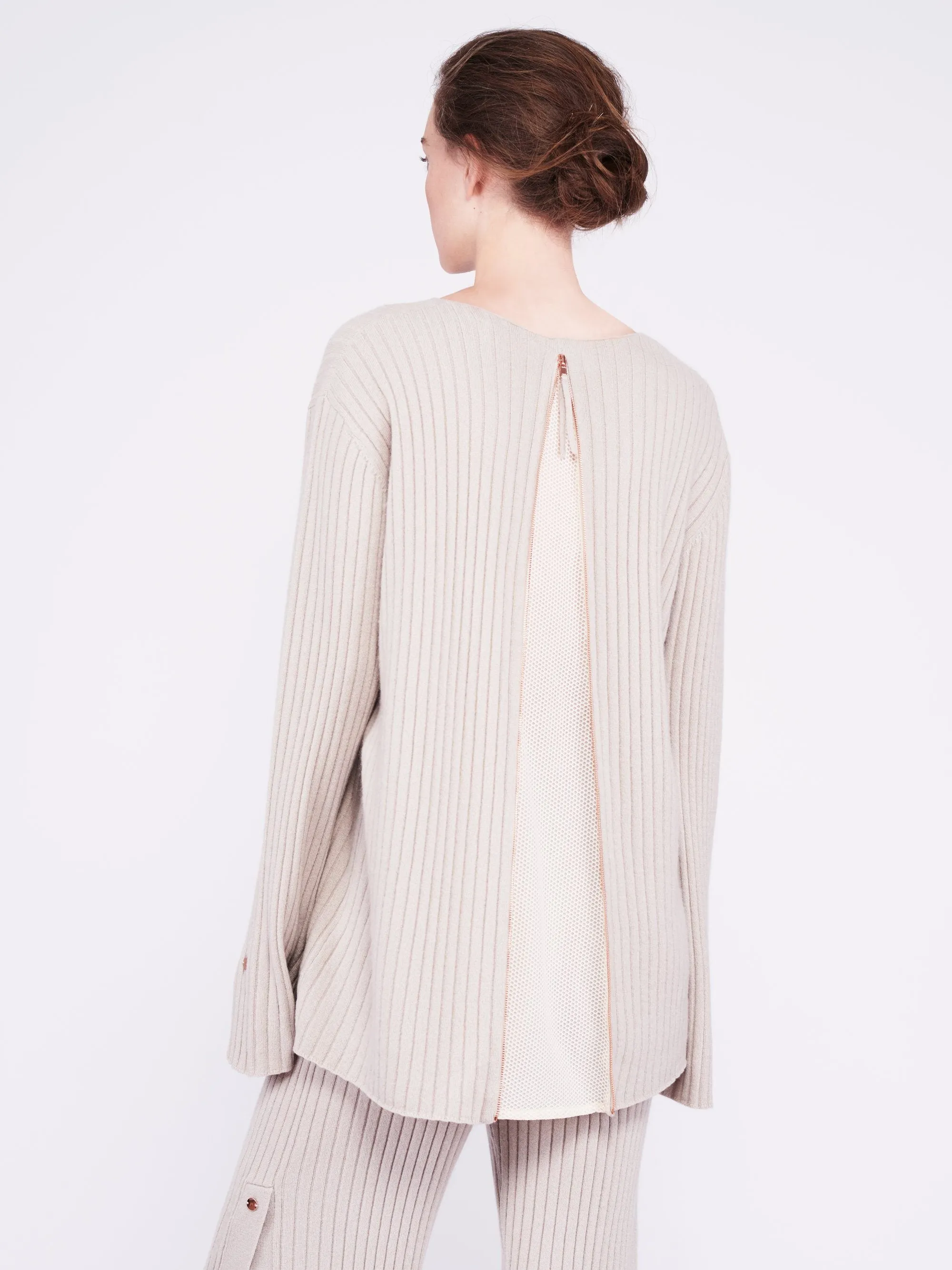 Get Set Oversized Ribbed Cashmere Sweater - Sand