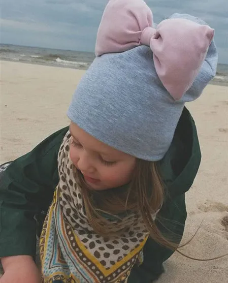 Girls Oversized Bow Beanie Hat   Scarf With Tassels - ONLY 5 LEFT !!!