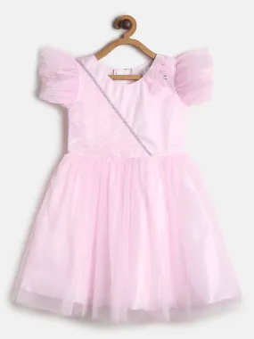 Girls Regular Fit Pink Casual Dress