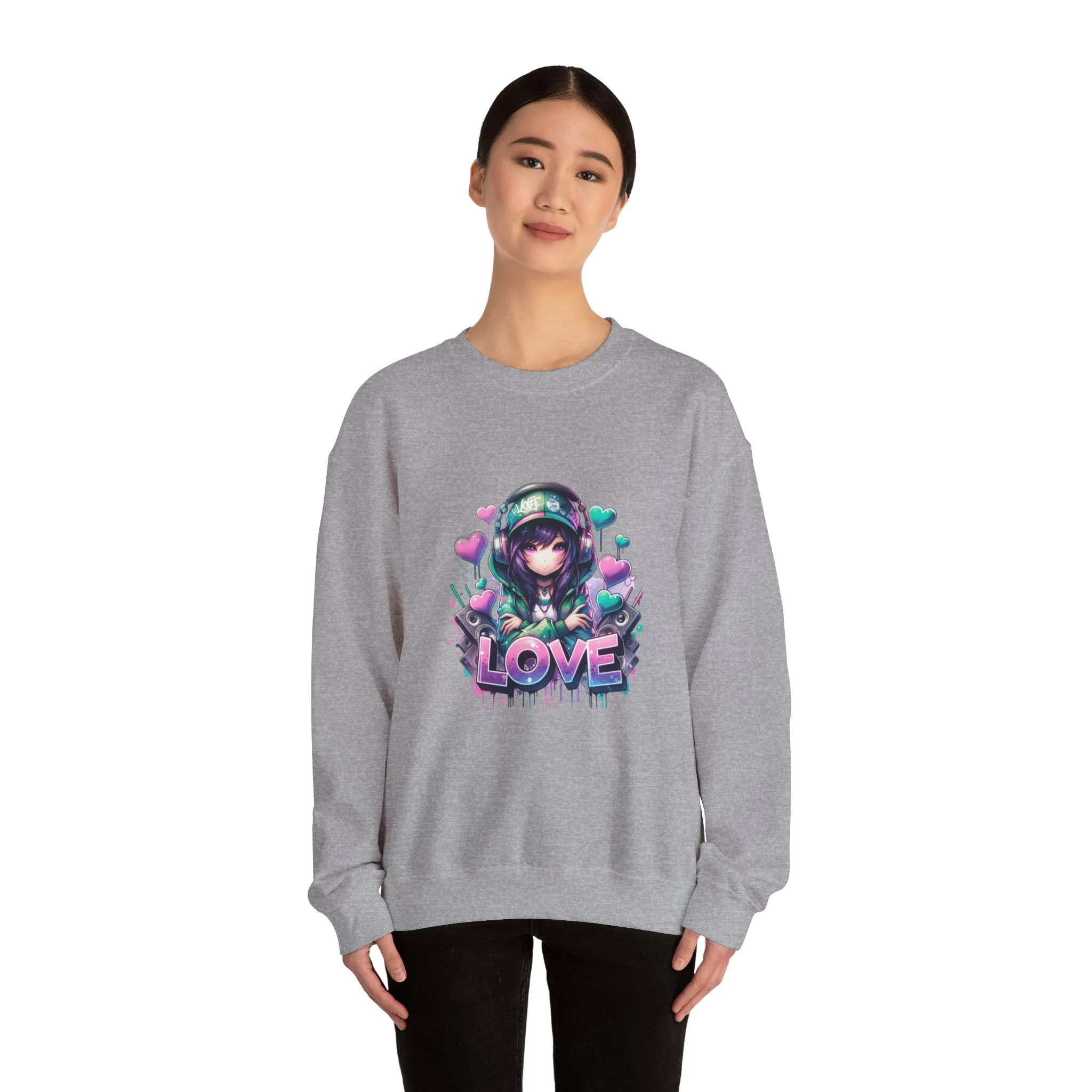 Graffiti Anime Girls Unisex Heavy Blend™ Crewneck Sweatshirt