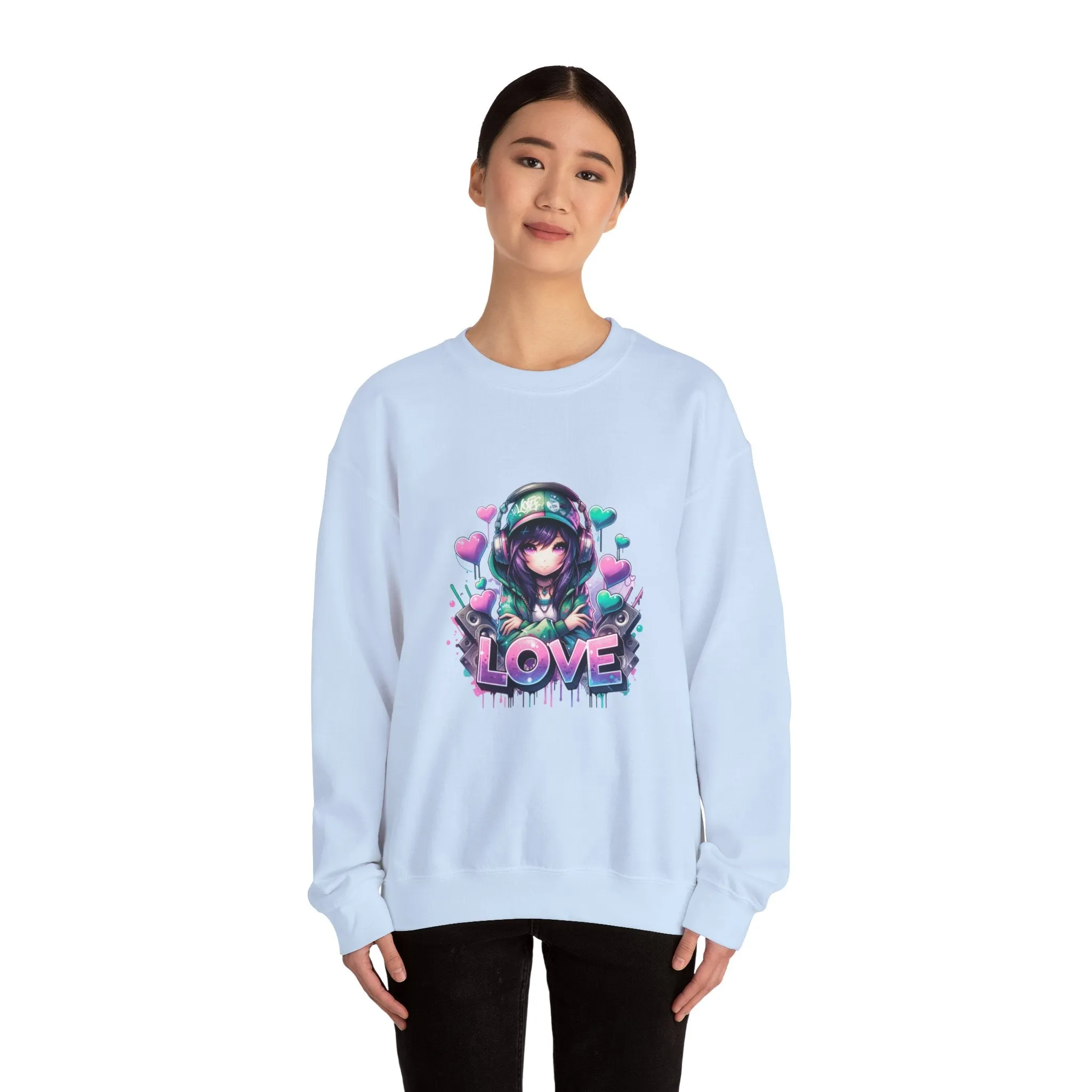 Graffiti Anime Girls Unisex Heavy Blend™ Crewneck Sweatshirt