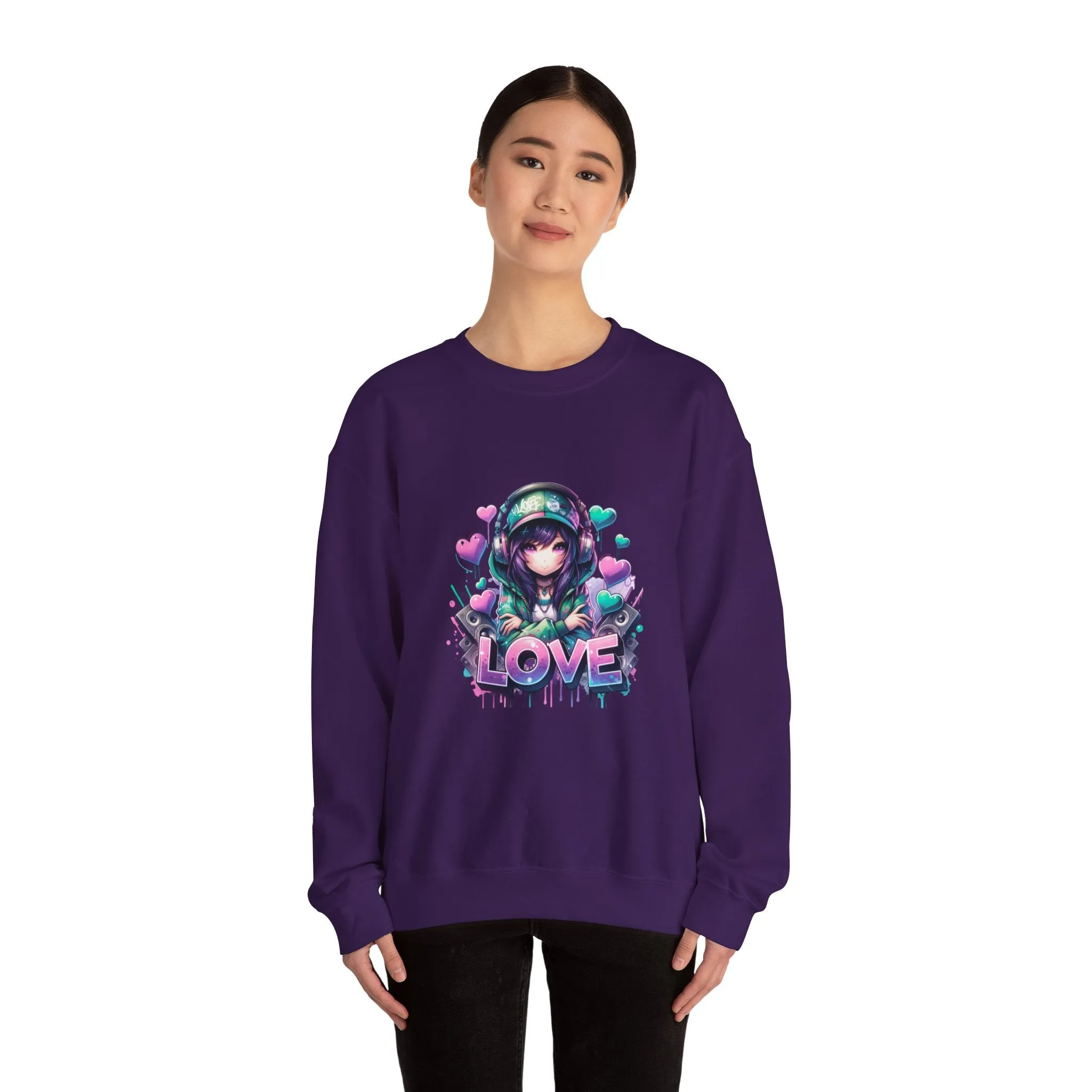 Graffiti Anime Girls Unisex Heavy Blend™ Crewneck Sweatshirt