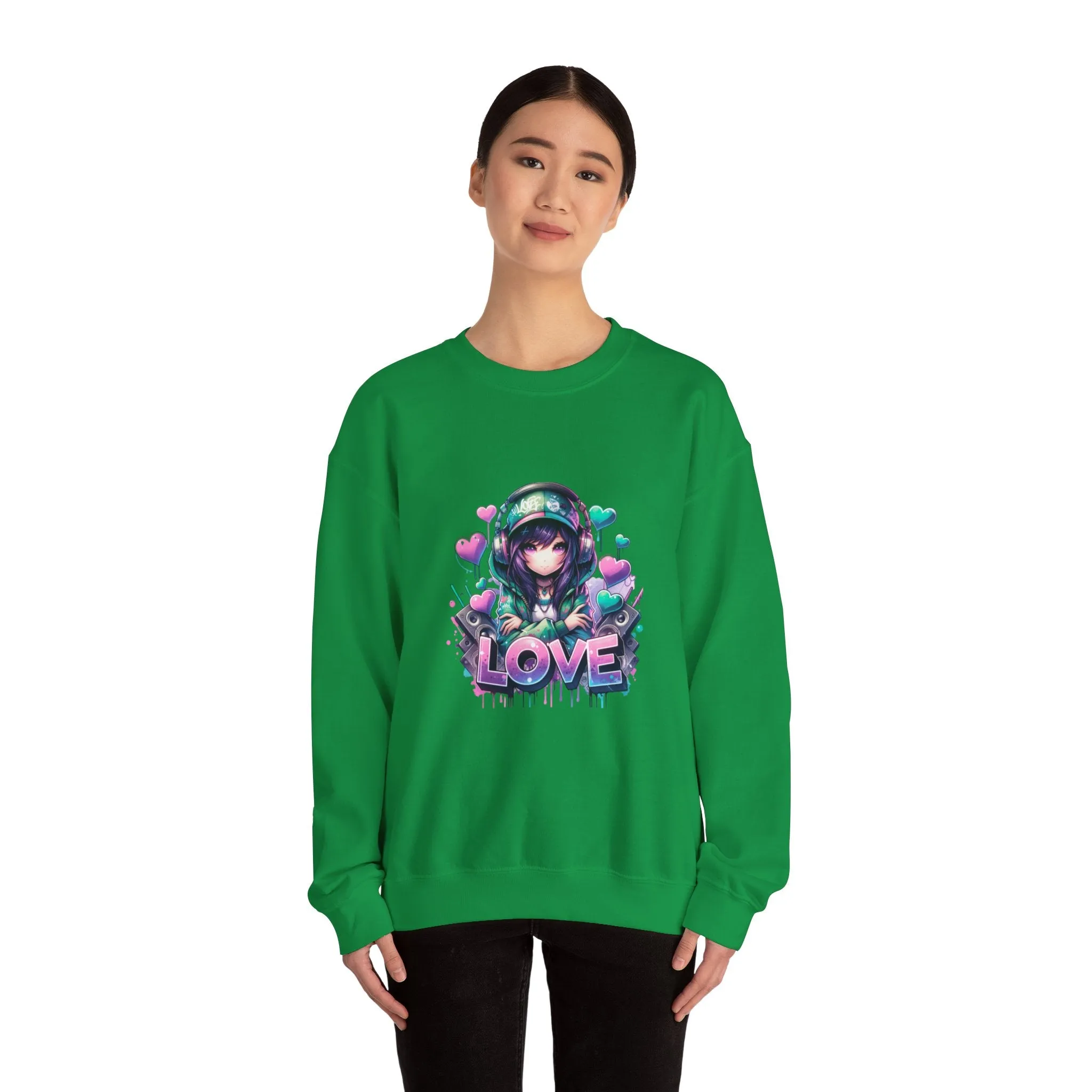 Graffiti Anime Girls Unisex Heavy Blend™ Crewneck Sweatshirt