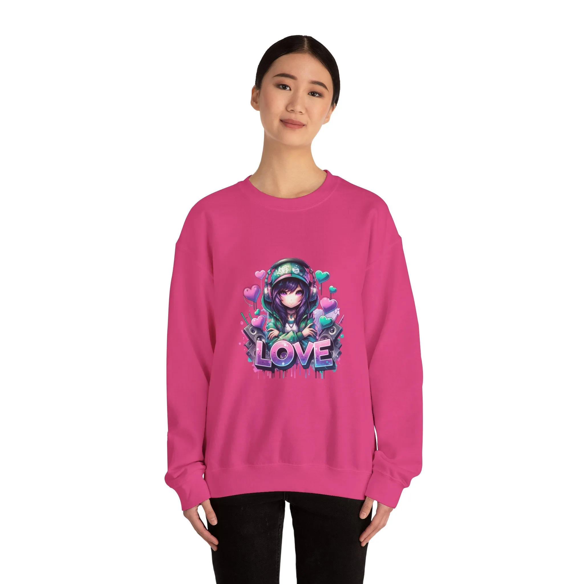 Graffiti Anime Girls Unisex Heavy Blend™ Crewneck Sweatshirt