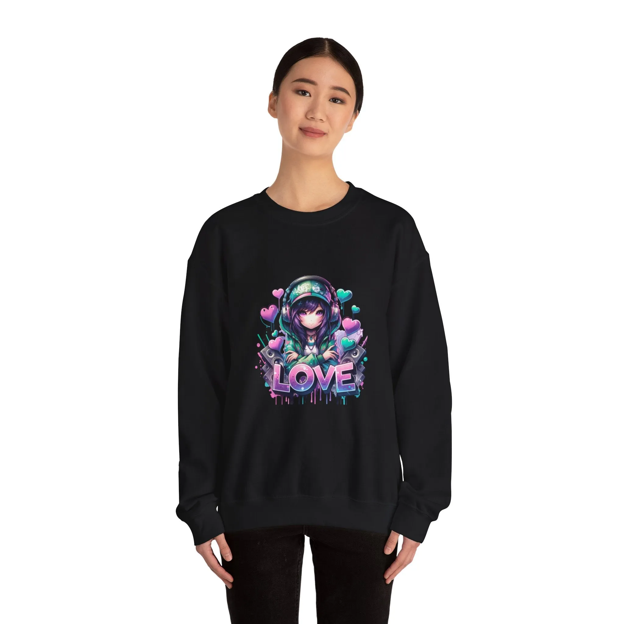 Graffiti Anime Girls Unisex Heavy Blend™ Crewneck Sweatshirt