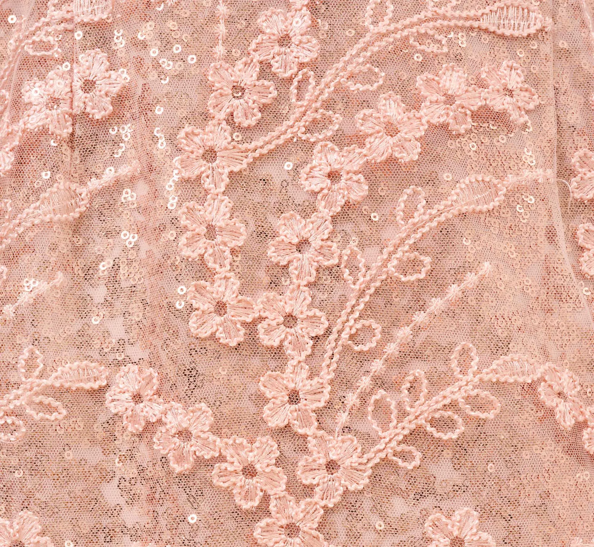 Hand-Sequined And Embroidered Illusion Long Column Gown In Blush Pearl