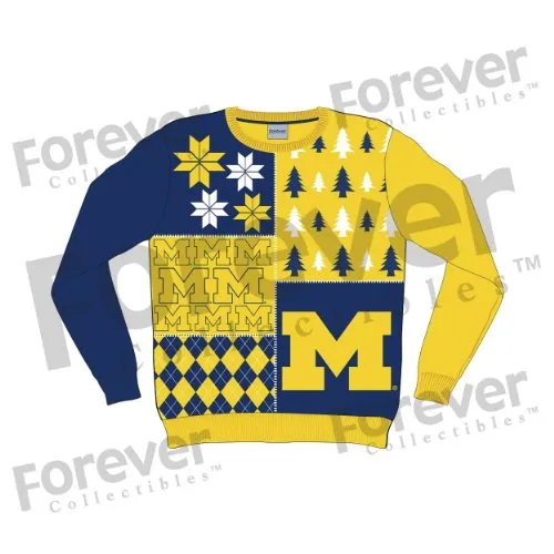 Klew NCAA Busy Block Sweater, Large, Michigan Wolverines