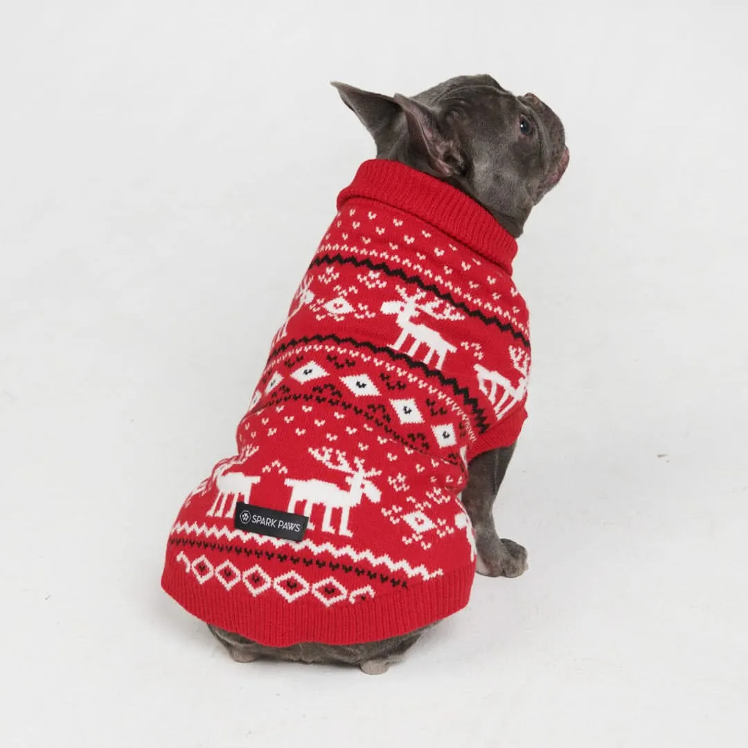 Knit Christmas Dog Sweater - Dasher Red