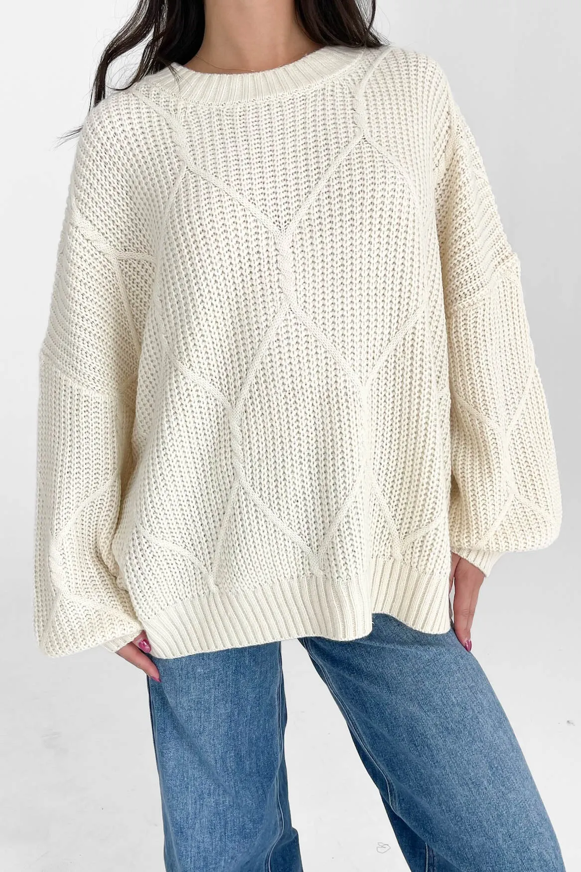 Logan Oversized Sweater in Cream