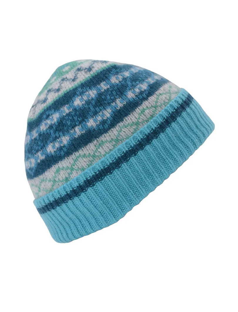 Marischal Fair isle beanie hat - Turquoise