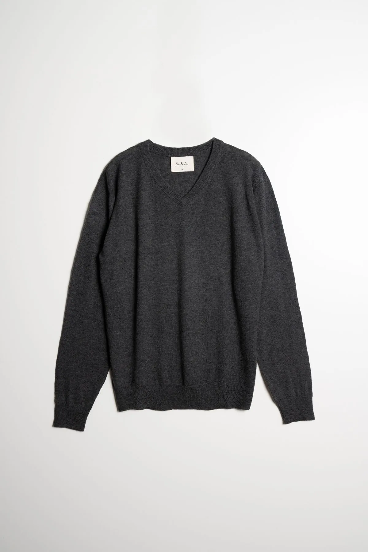 Merino Unisex V-Neck Sweater In Charcoal Grey