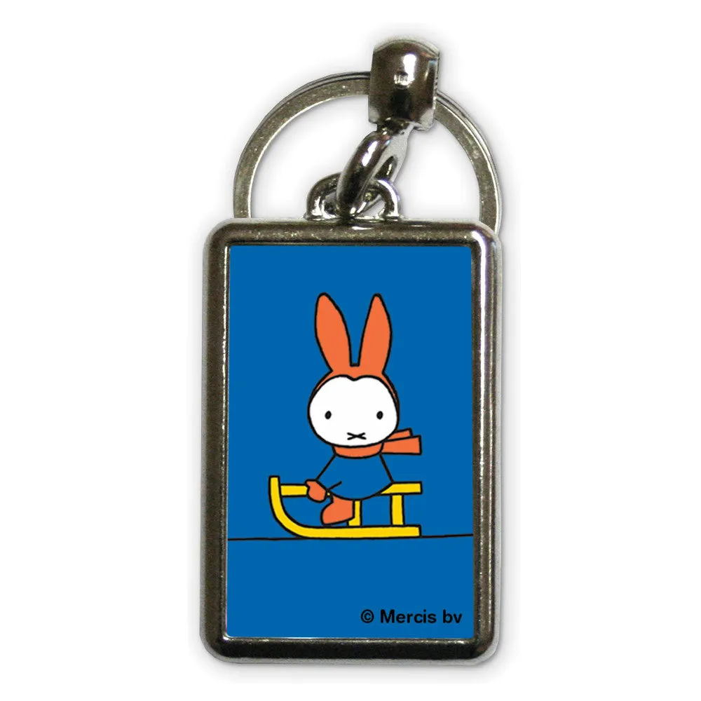 Miffy Playing on a Sleigh Metal Keyring