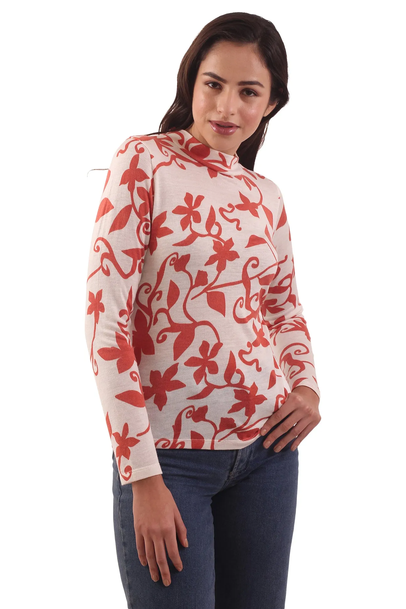 Monochrome Filigree Top - Red