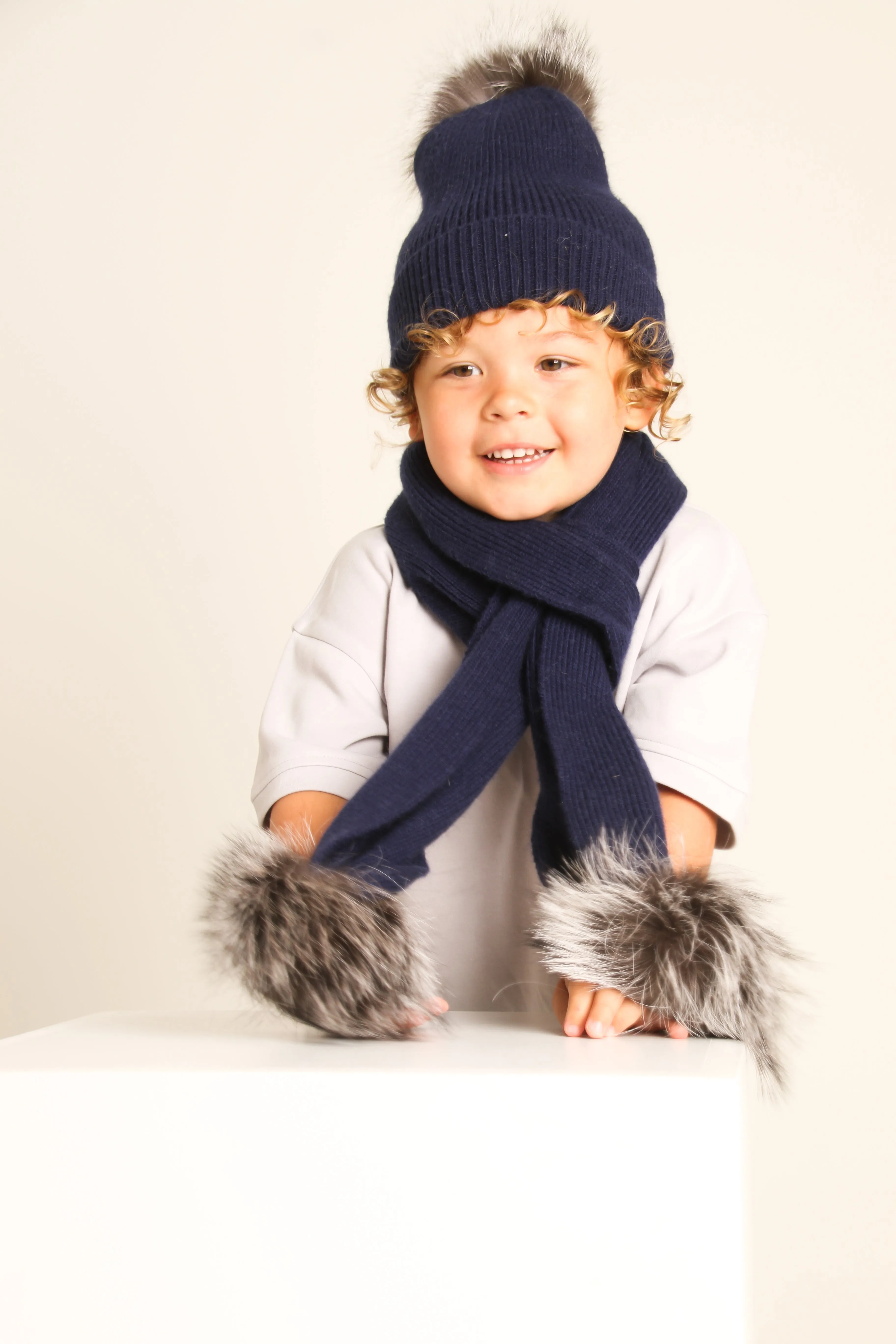 Navy Hat and Scarf Set