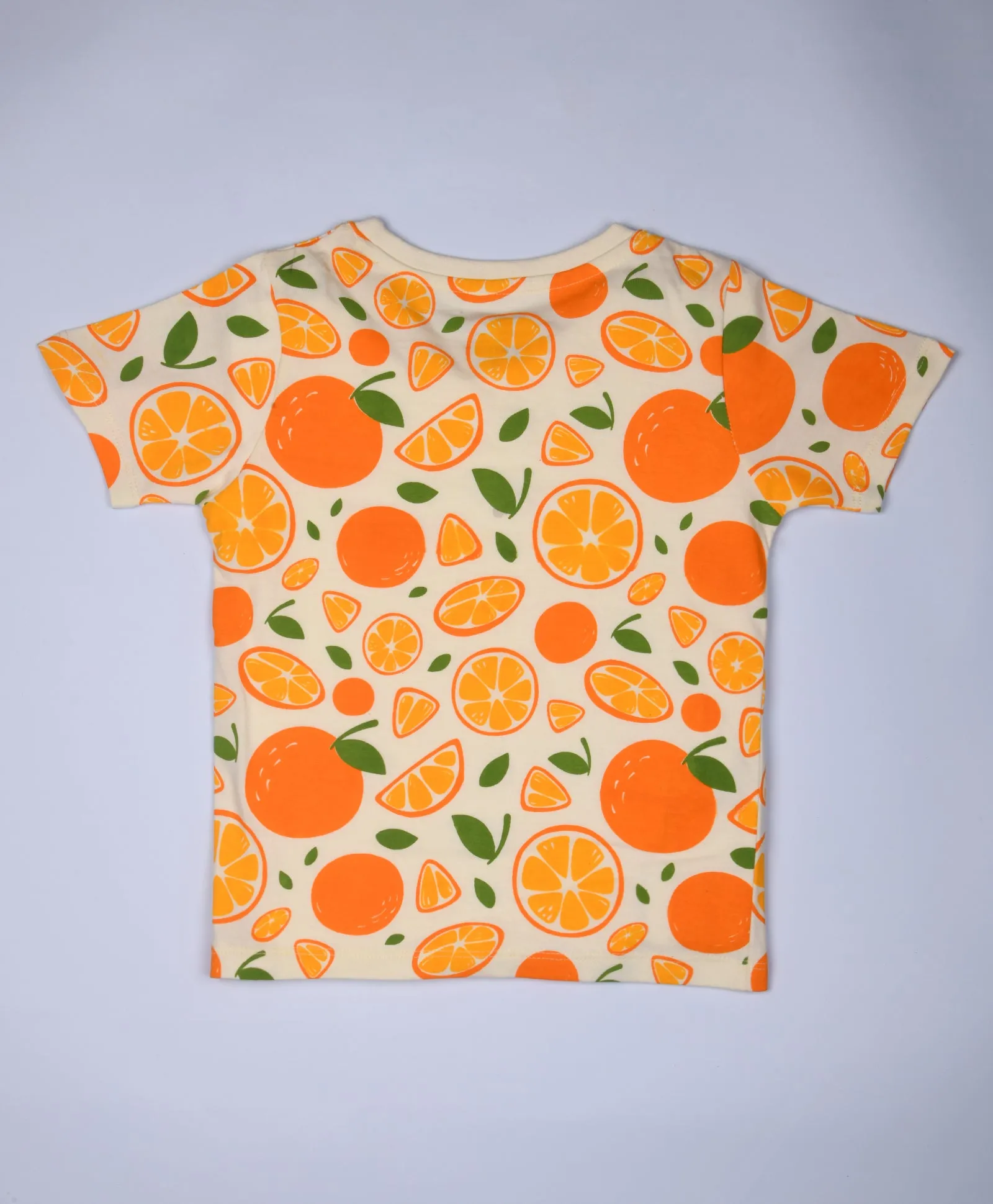 Orange Pattern Half Sleeves T-Shirt & Shorts Set