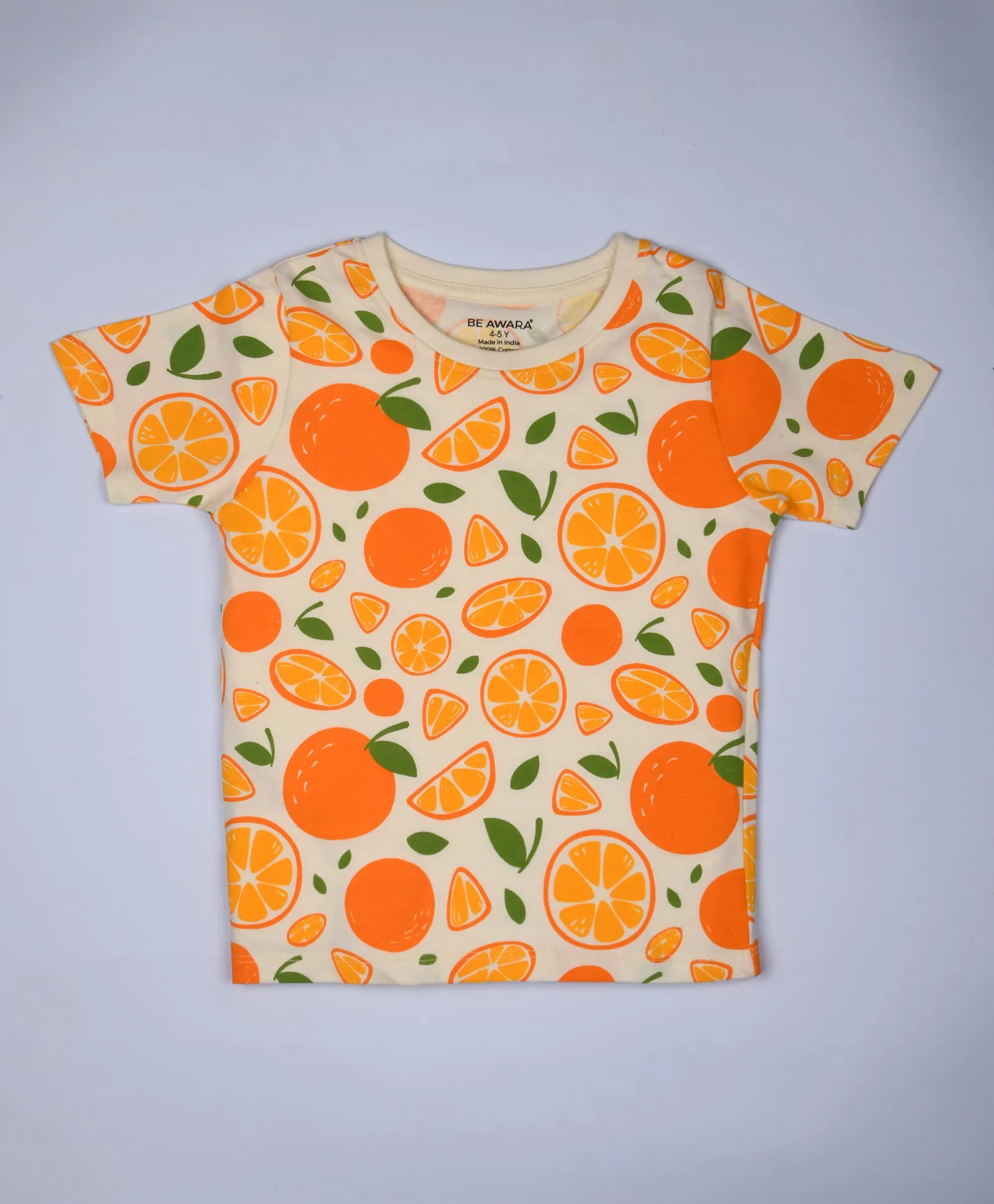 Orange Pattern Half Sleeves T-Shirt & Shorts Set