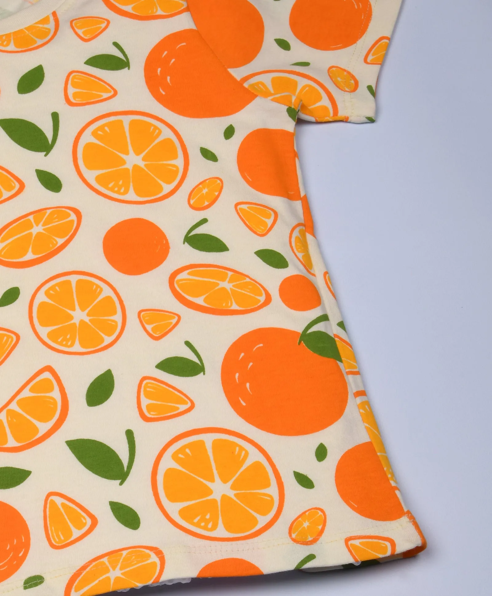 Orange Pattern Half Sleeves T-Shirt & Shorts Set