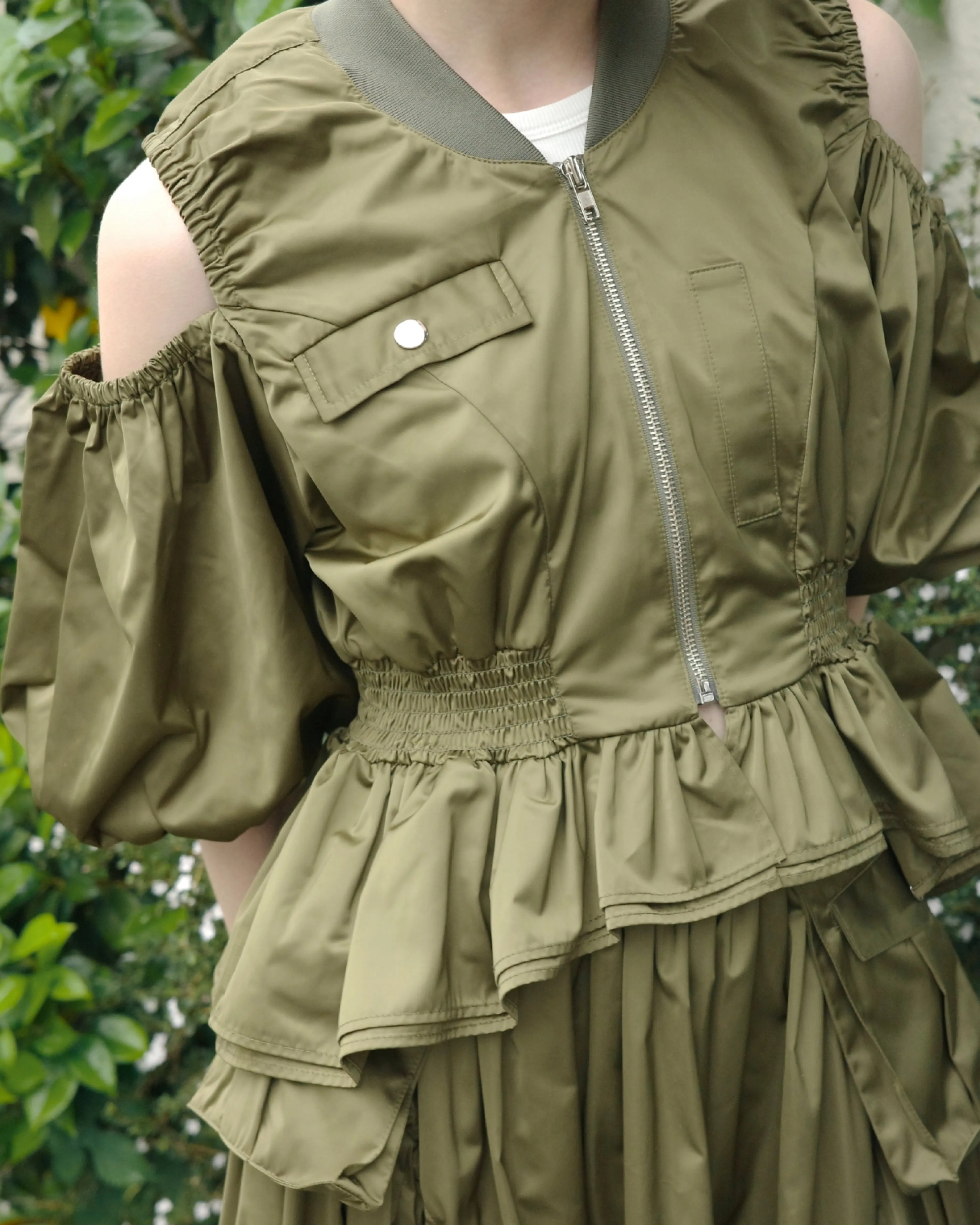 PEPLUM PUFF TOPS (KHAKI)