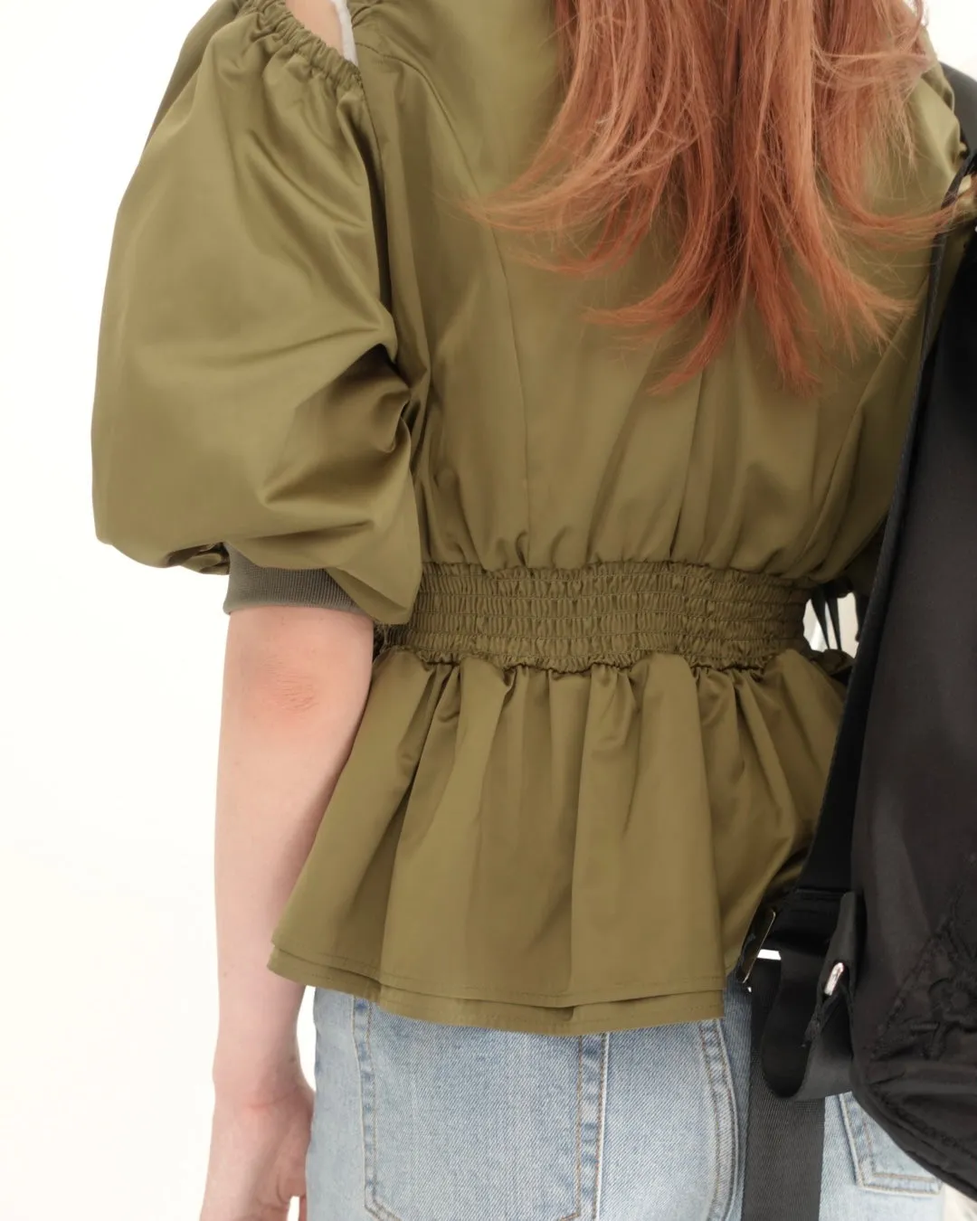 PEPLUM PUFF TOPS (KHAKI)