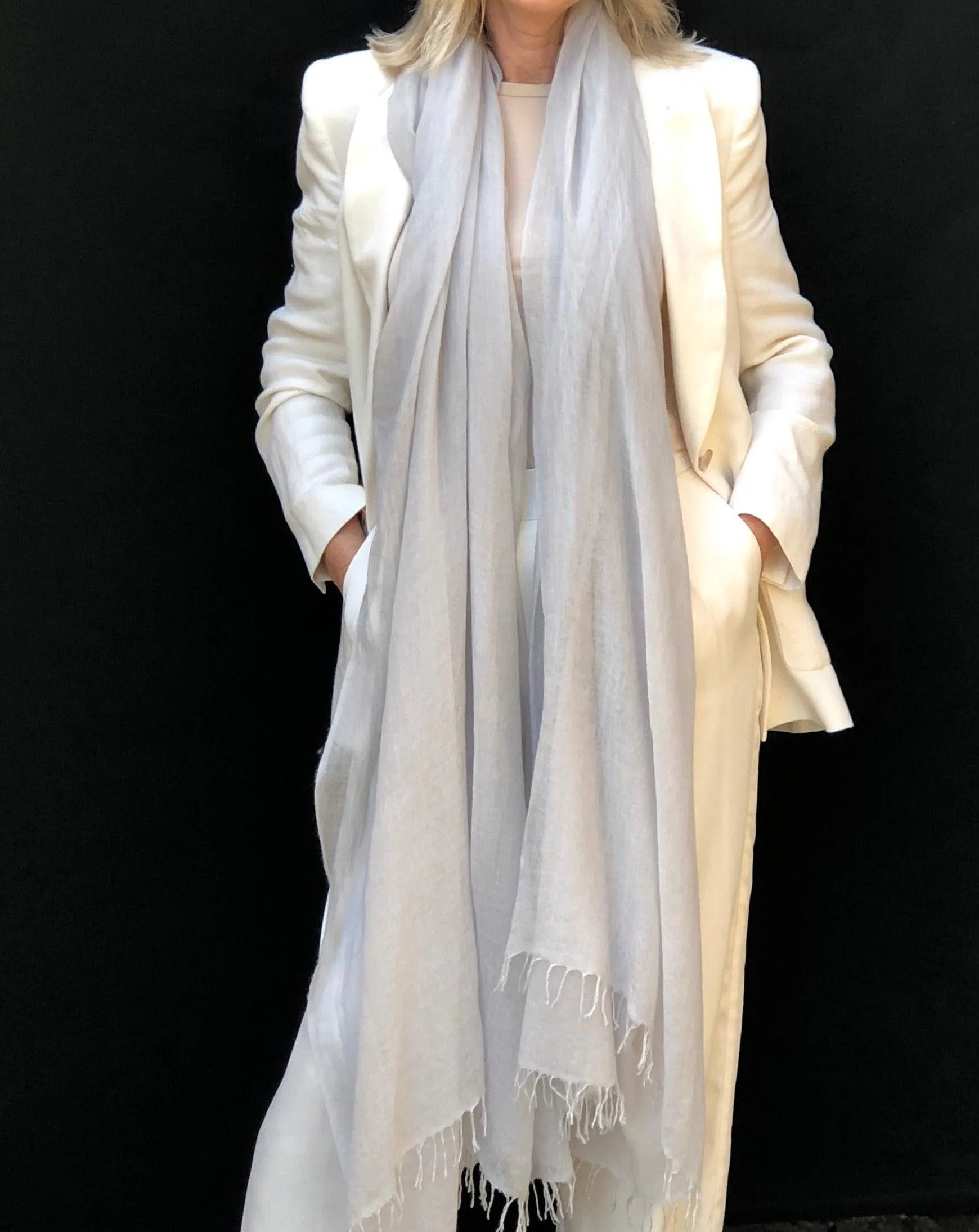 PURE CASHMERE LIGHT GREY WRAP