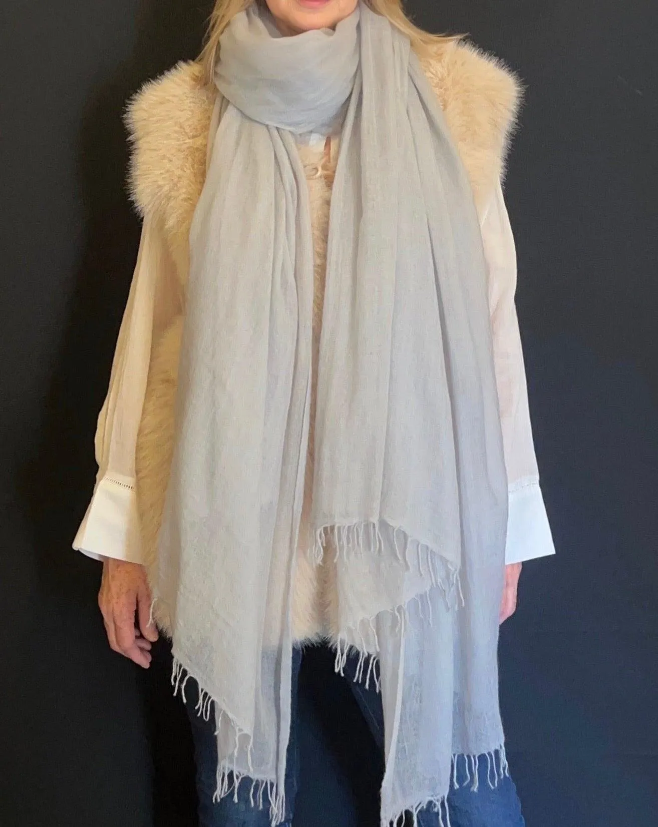 PURE CASHMERE LIGHT GREY WRAP