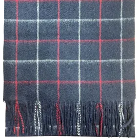 Pure Cashmere Scarf - Navy Blue Windowpane Check