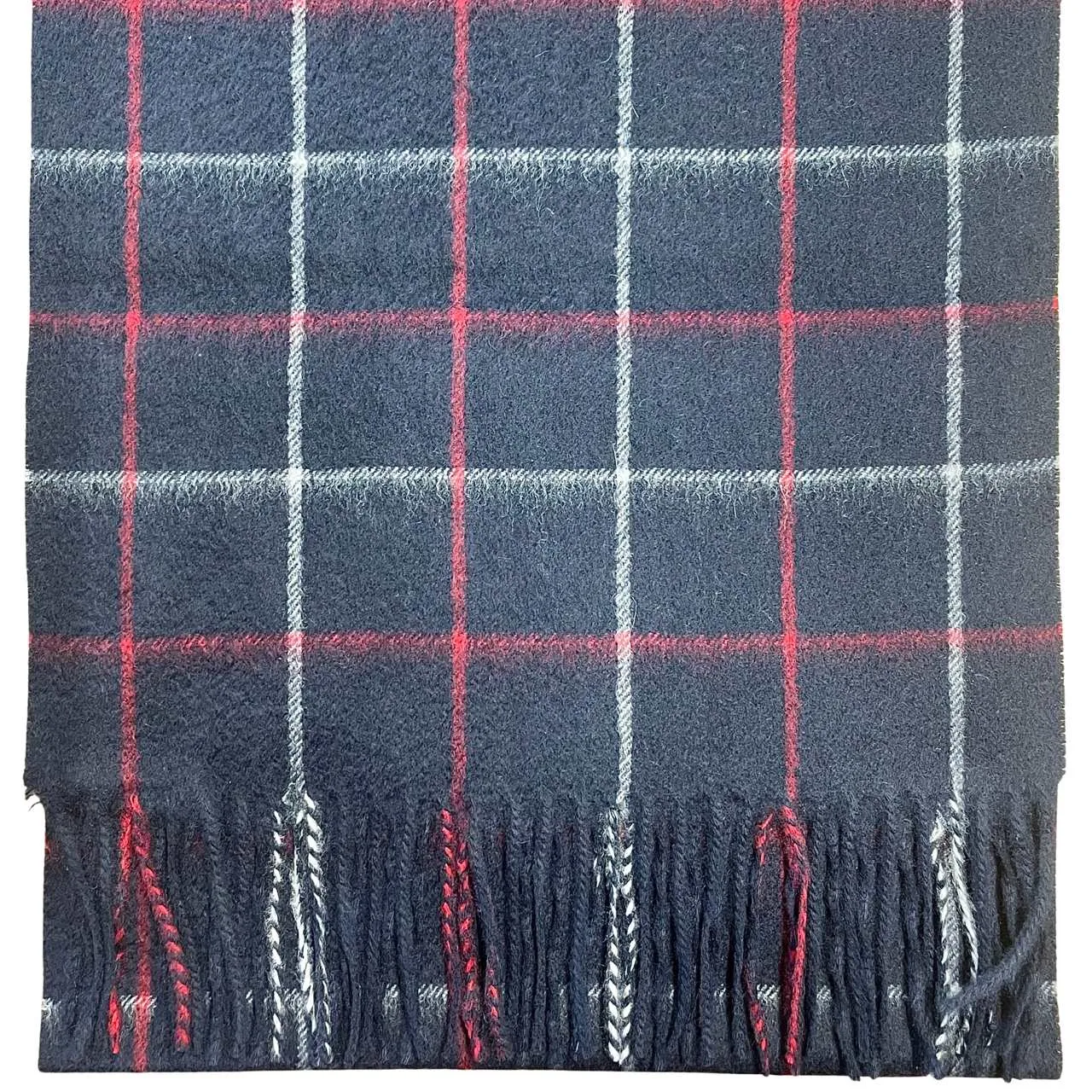 Pure Cashmere Scarf - Navy Blue Windowpane Check