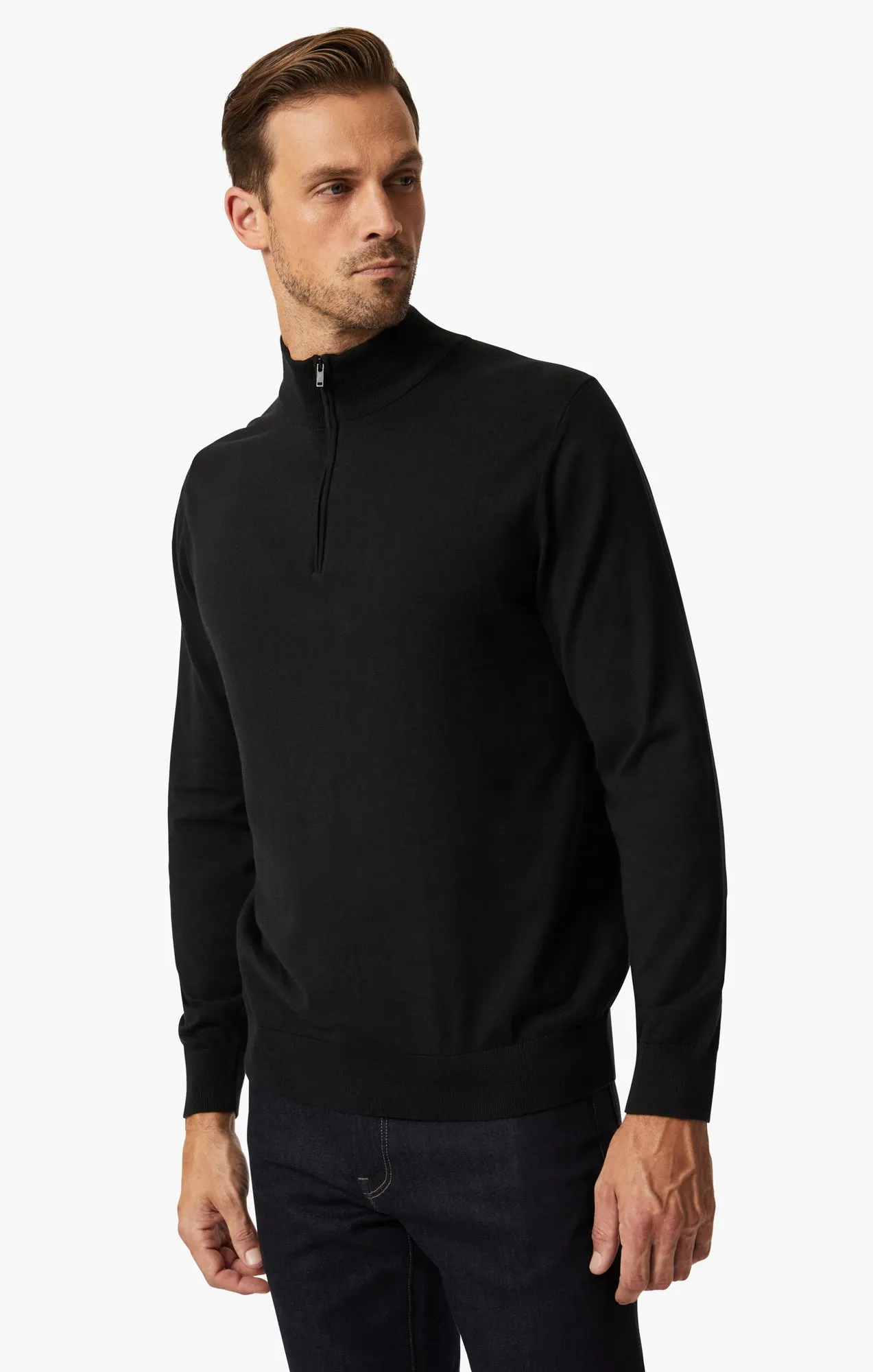 Quarter Zip Sweater In Black